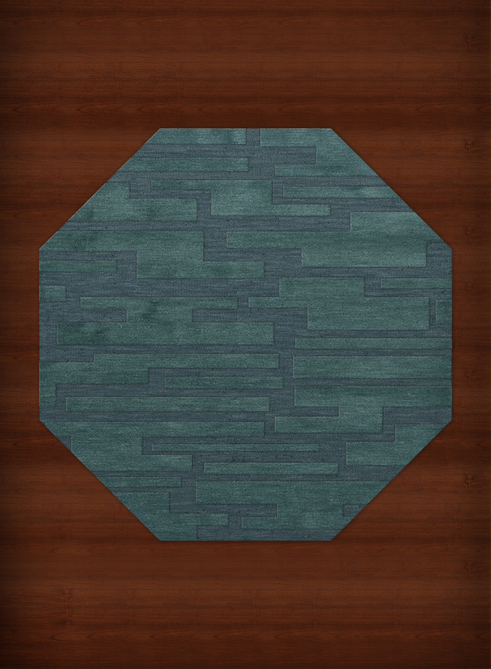 Blue Transitional Hand Hooked Squares Rectangles Boxes Area Rug Patchwork DV6 - Picture 4 of 35