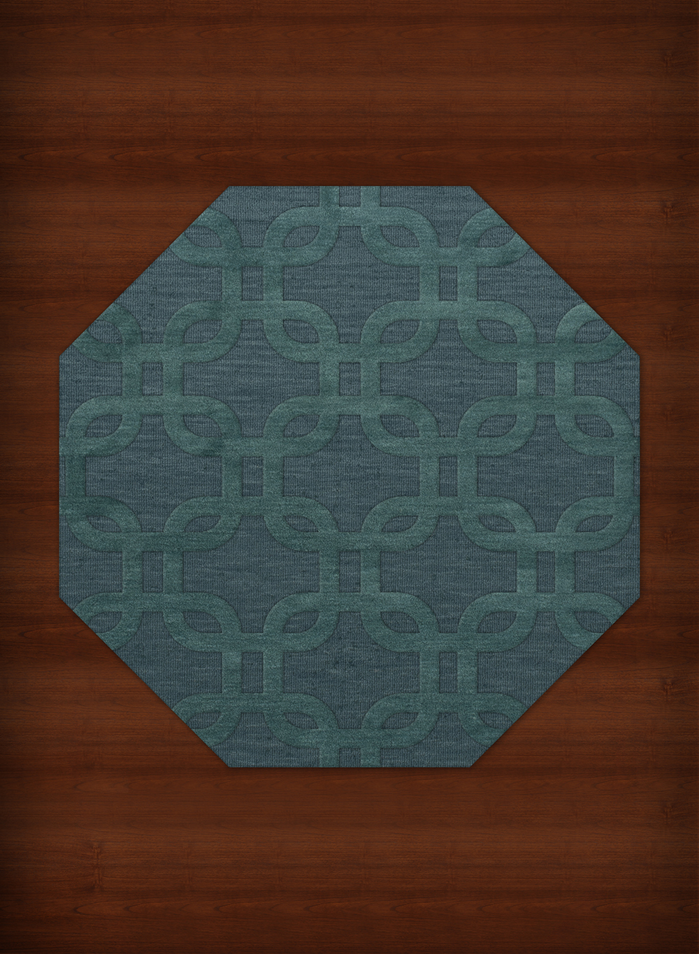 Blue Transitional Hand Hooked Loops Rounded Squares Area Rug Geometric DV7 - Picture 4 of 35