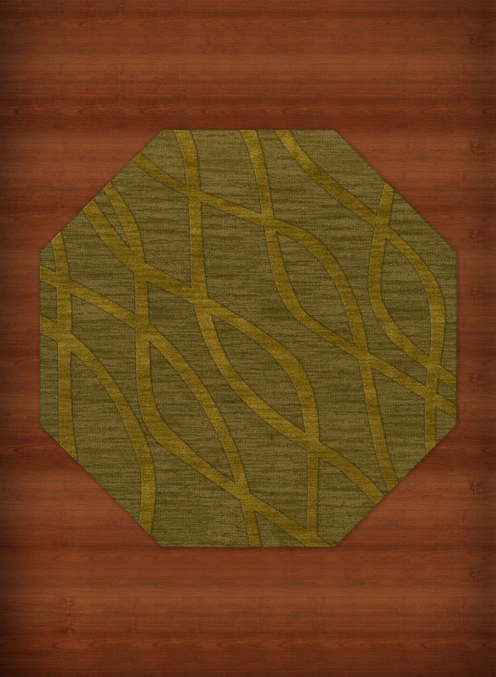 Green Transitional Hand Hooked Swirls Lines Stripes Area Rug Abstract DV10 - Picture 8 of 35