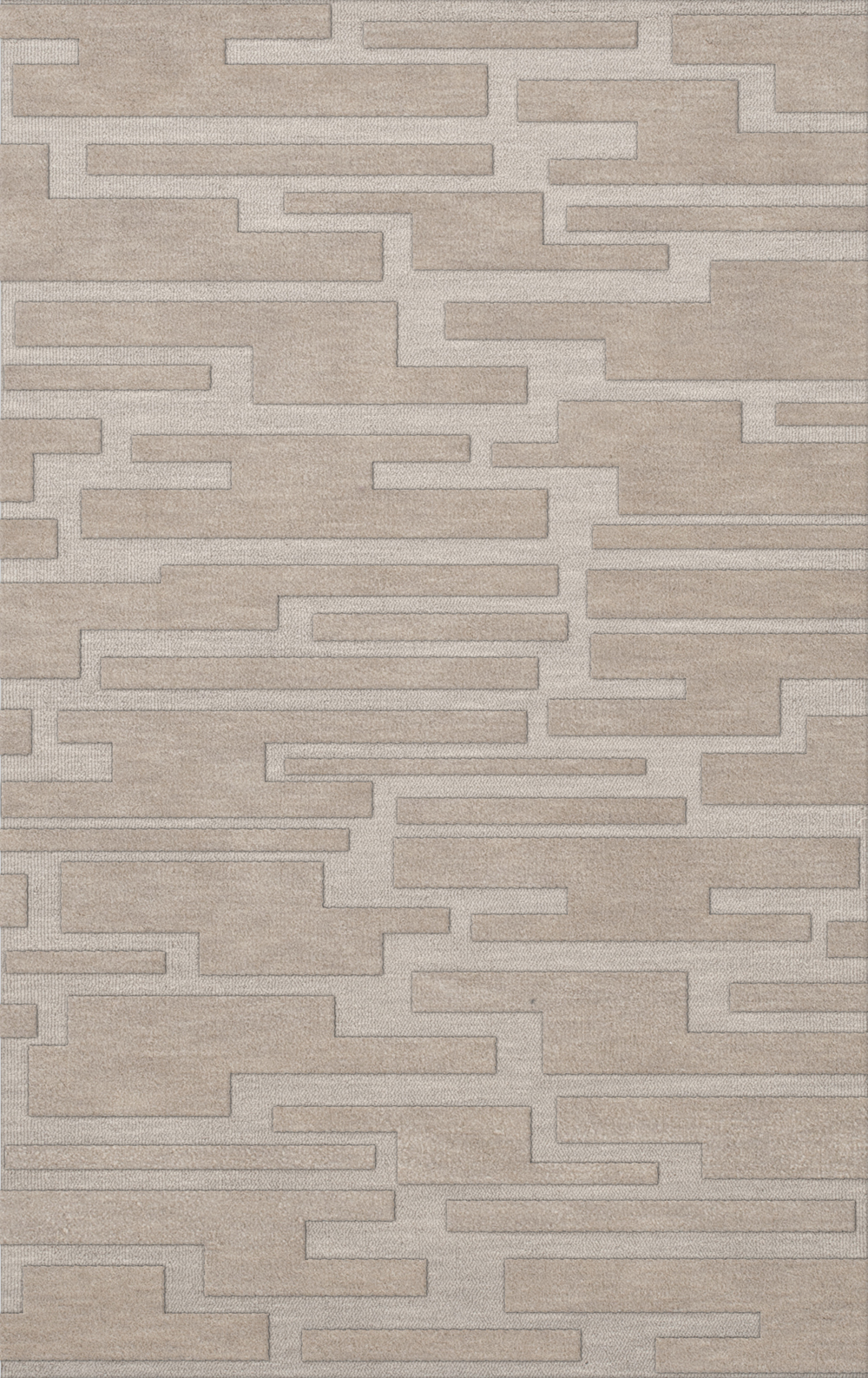 Ivory Transitional Hand Hooked Squares Rectangles Boxes Area Rug Patchwork DV6 - Picture 10 of 35
