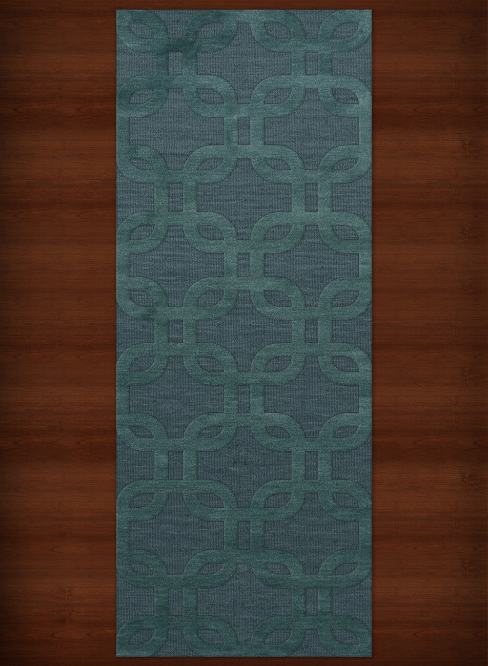 Blue Transitional Hand Hooked Loops Rounded Squares Area Rug Geometric DV7 - Picture 13 of 35