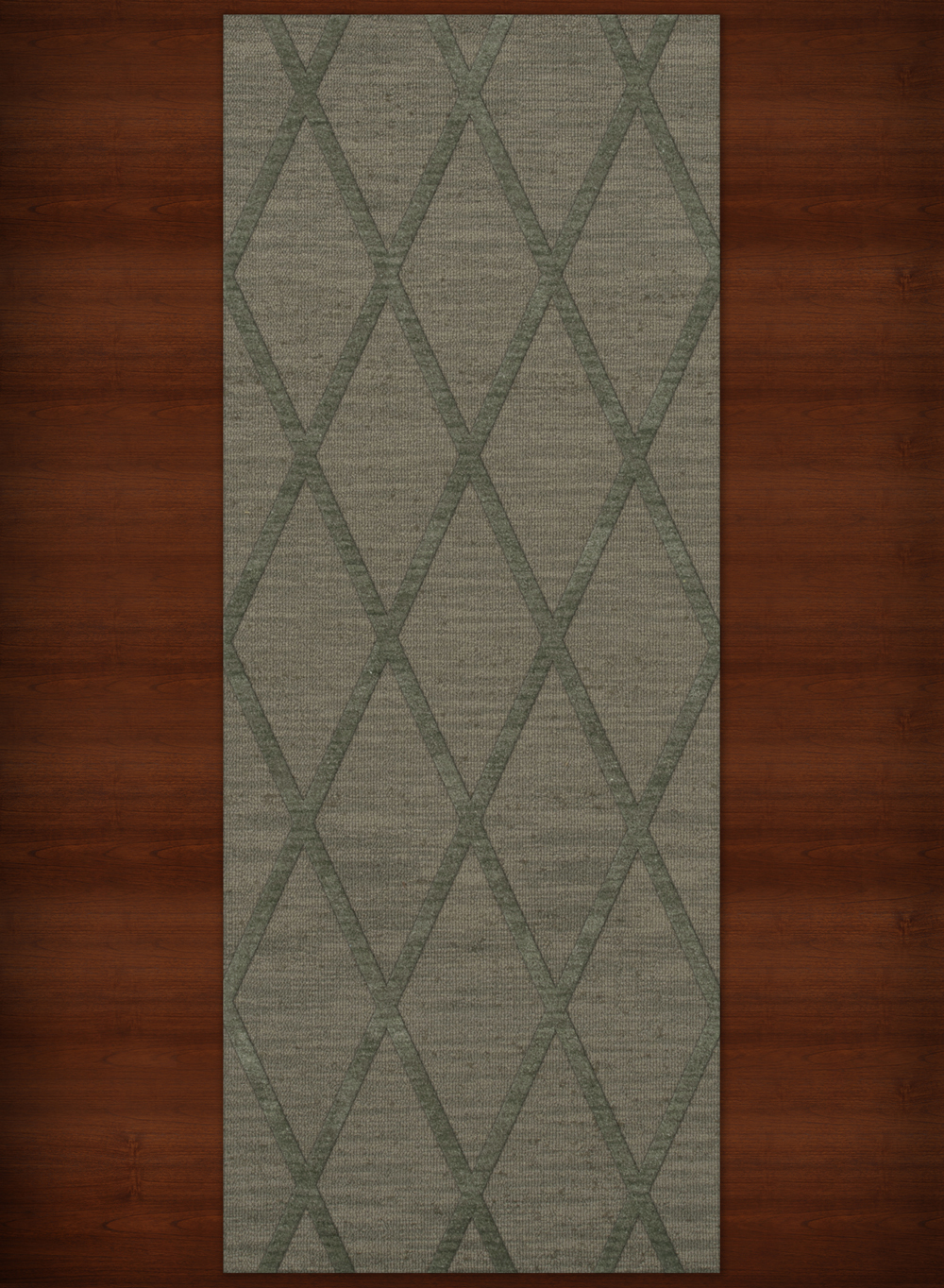 Green Transitional Hand Hooked Diamonds Criss-Cross Area Rug Geometric DV11 - Picture 13 of 35