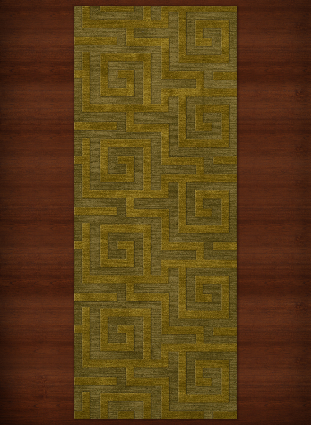 Green Transitional Hand Hooked Squares Curls Blocks Area Rug Geometric DV13 - Picture 15 of 35