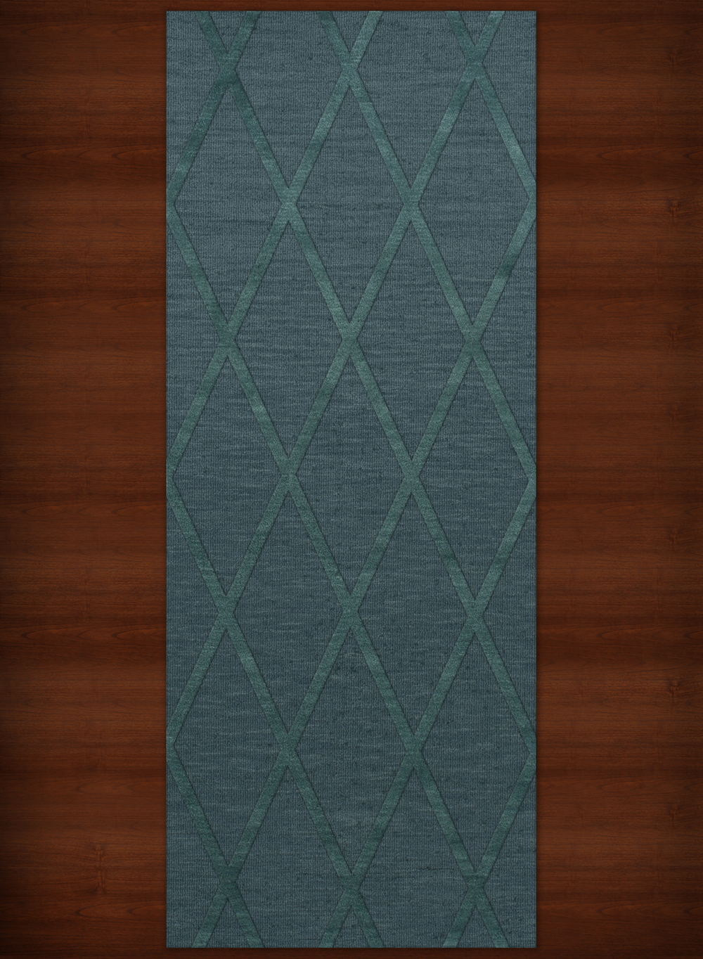 Blue Transitional Hand Hooked Diamonds Criss-Cross Area Rug Geometric DV11 - Picture 17 of 35