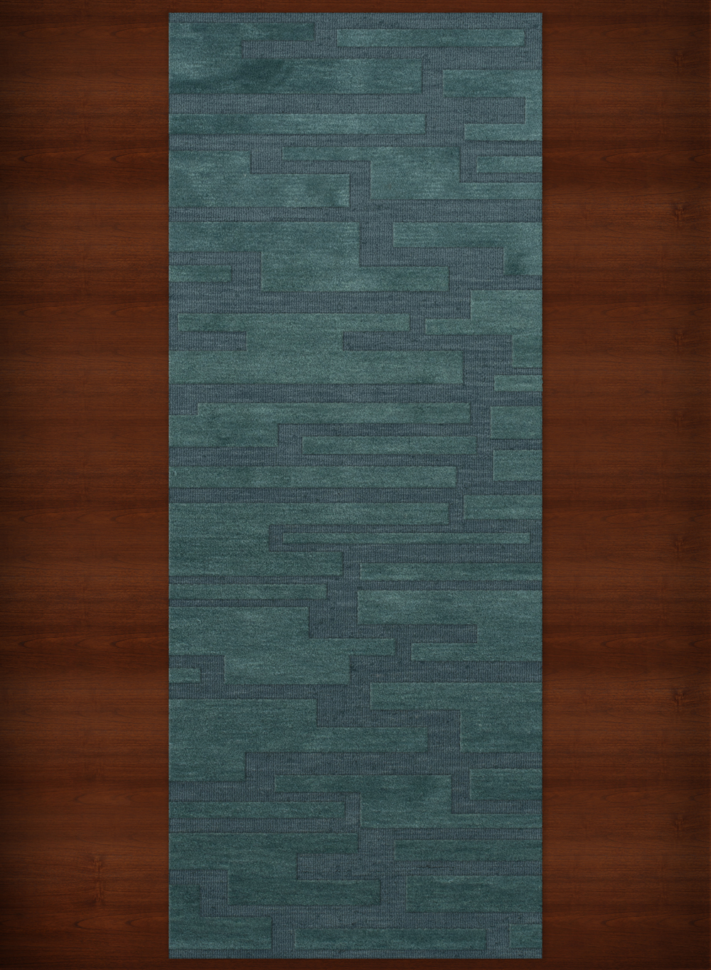 Blue Transitional Hand Hooked Squares Rectangles Boxes Area Rug Patchwork DV6 - Picture 17 of 35