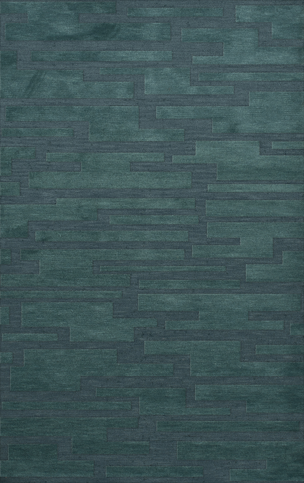Blue Transitional Hand Hooked Squares Rectangles Boxes Area Rug Patchwork DV6 - Picture 19 of 35