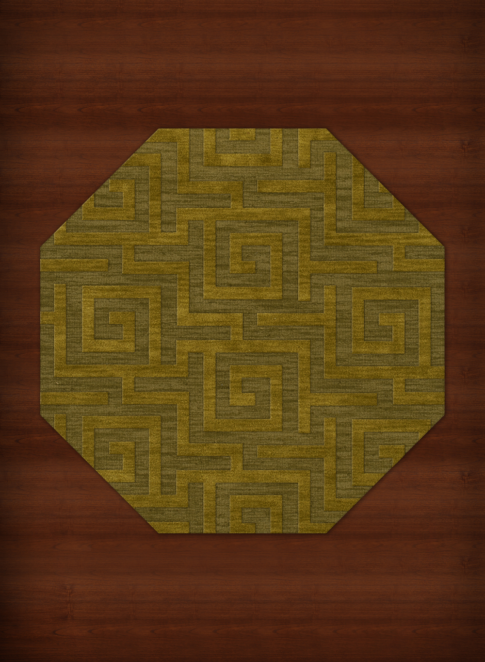 Green Transitional Hand Hooked Squares Curls Blocks Area Rug Geometric DV13 - Picture 21 of 35