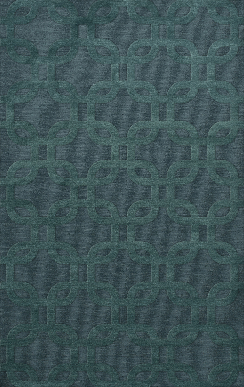 Blue Transitional Hand Hooked Loops Rounded Squares Area Rug Geometric DV7 - Picture 23 of 35