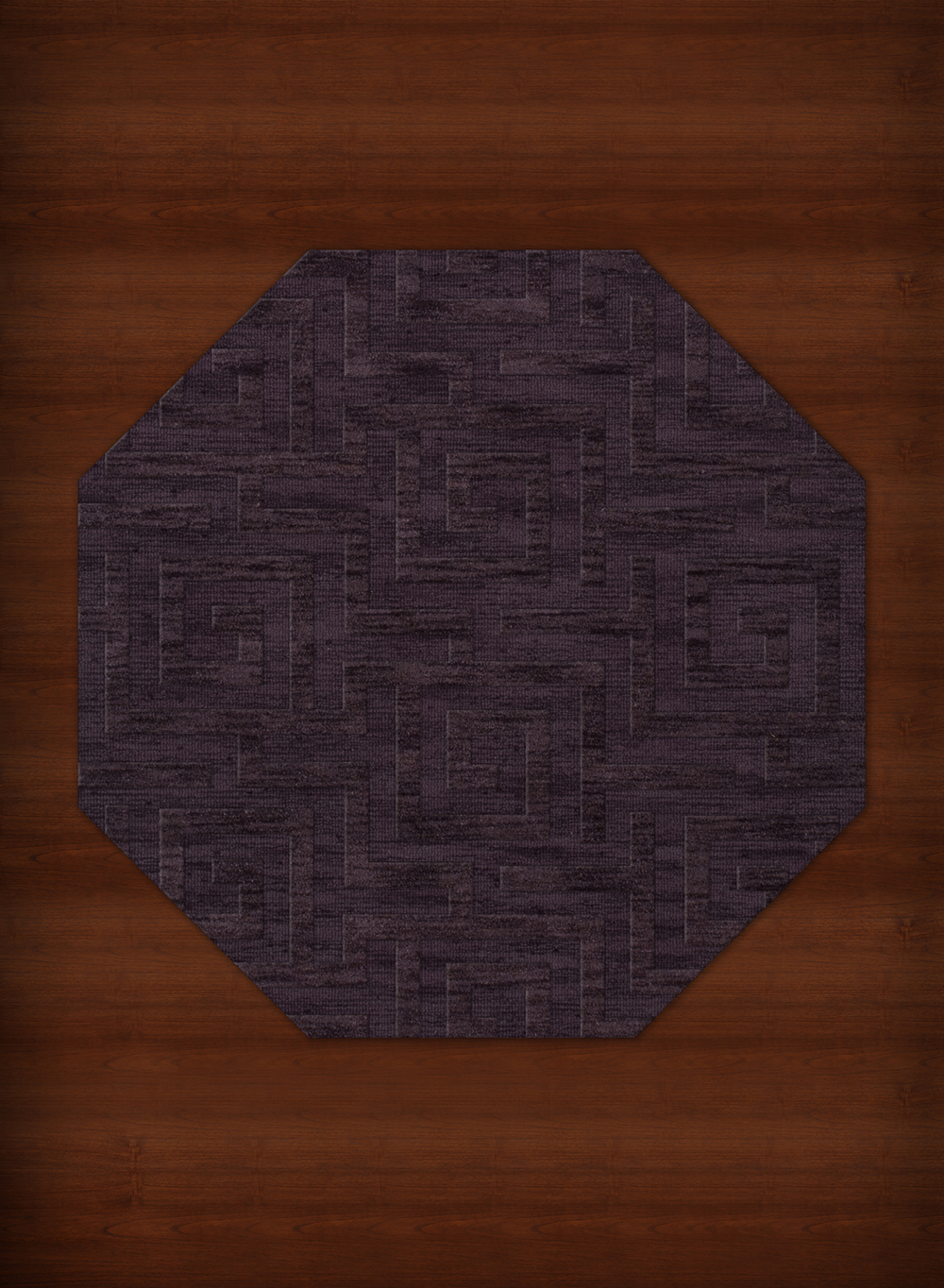 Purple Transitional Hand Hooked Squares Curls Blocks Area Rug Geometric DV13 - Picture 27 of 35